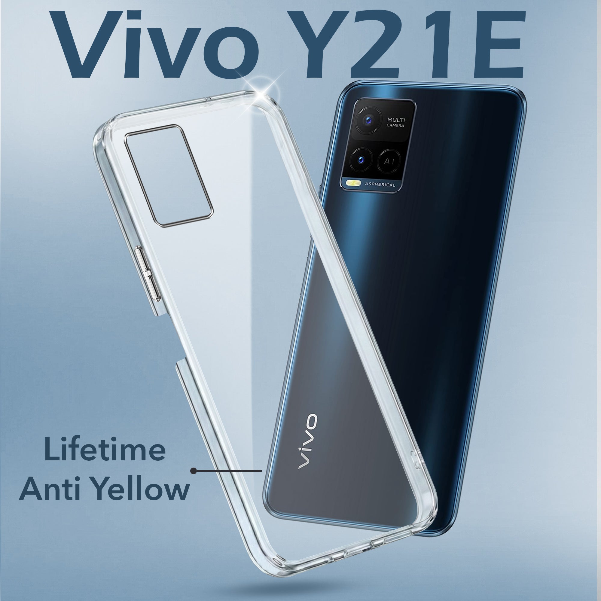 For Vivo Y21e | Vivo Y21A | Vivo Y32 Back Cover Case (Hard Anti Yellow Clear Case | Drop & Camera Protection | Shockproof Polycarbonate)