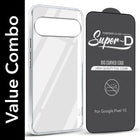 For Google Pixel 10 Combo with Back Cover and 9H Tempered Glass (Lifetime Anti-Yellow | Sleek Hard Crystal | Oleophobic Coating Screen Glass)