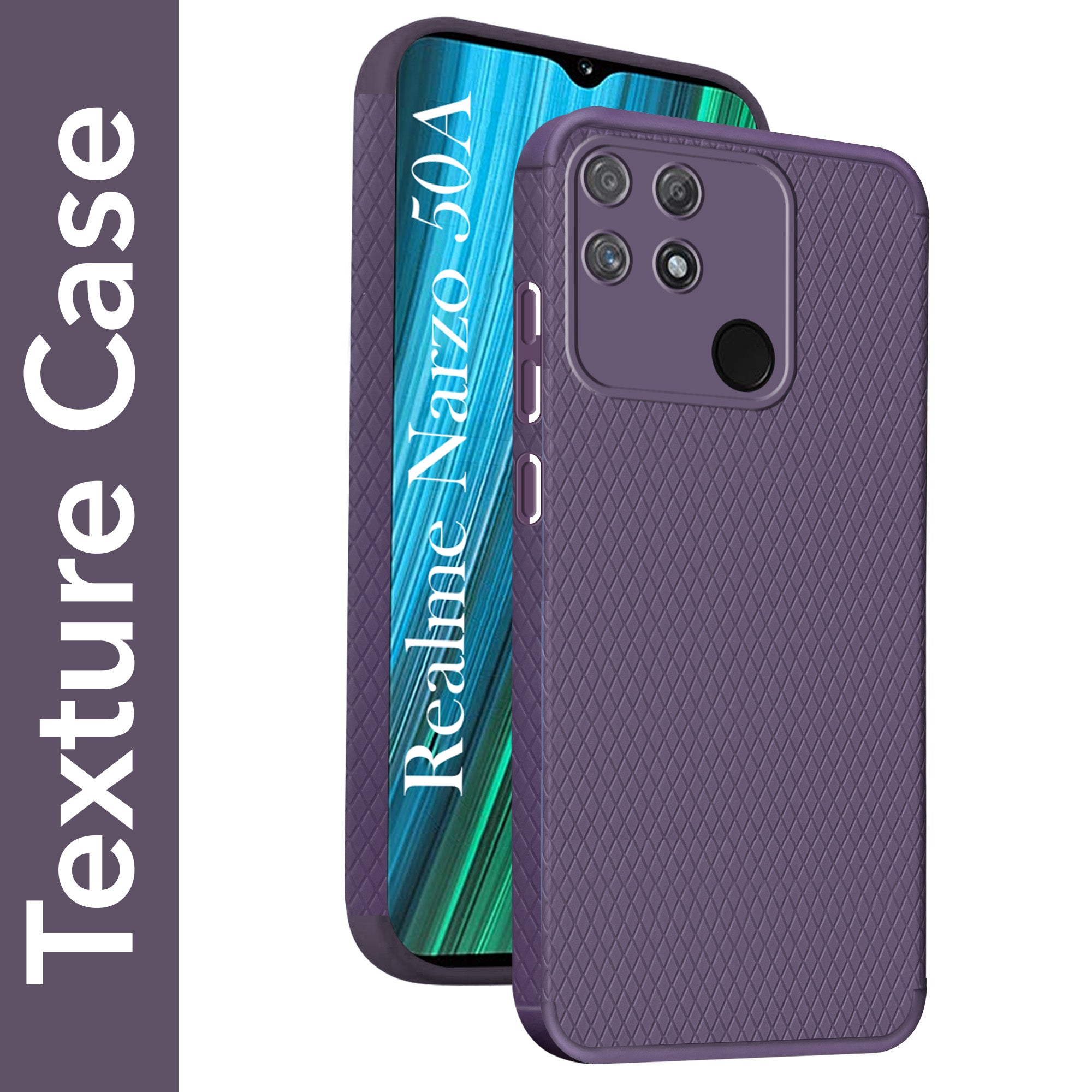 For Realme Narzo 50A Back Cover Case Liquid Silicone (Camera Protection | Side Grip Texture | Soft and Flexible)