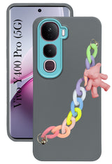 For Vivo Y400 Pro Back Cover Case ( Wrist Hanging Chain | Teddy Bracelet Charms | Dual Color Matte Finish | Full Camera Protection | Sleek and Professional)