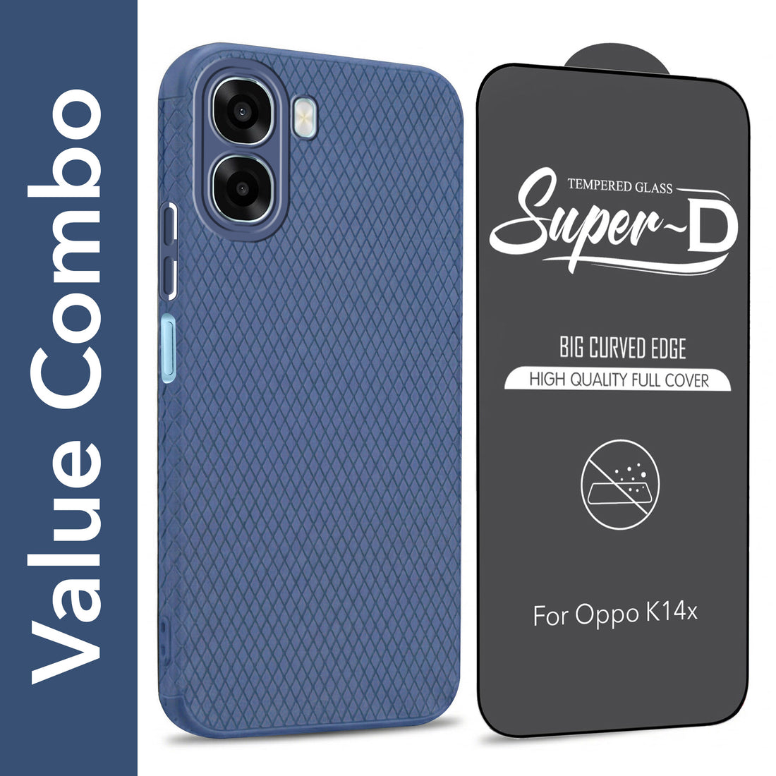 For Oppo K14x 5G Combo with Back Cover and 9H Tempered Glass (Liquid Silicone | Camera Protection | Oleophobic Coating Screen Glass)