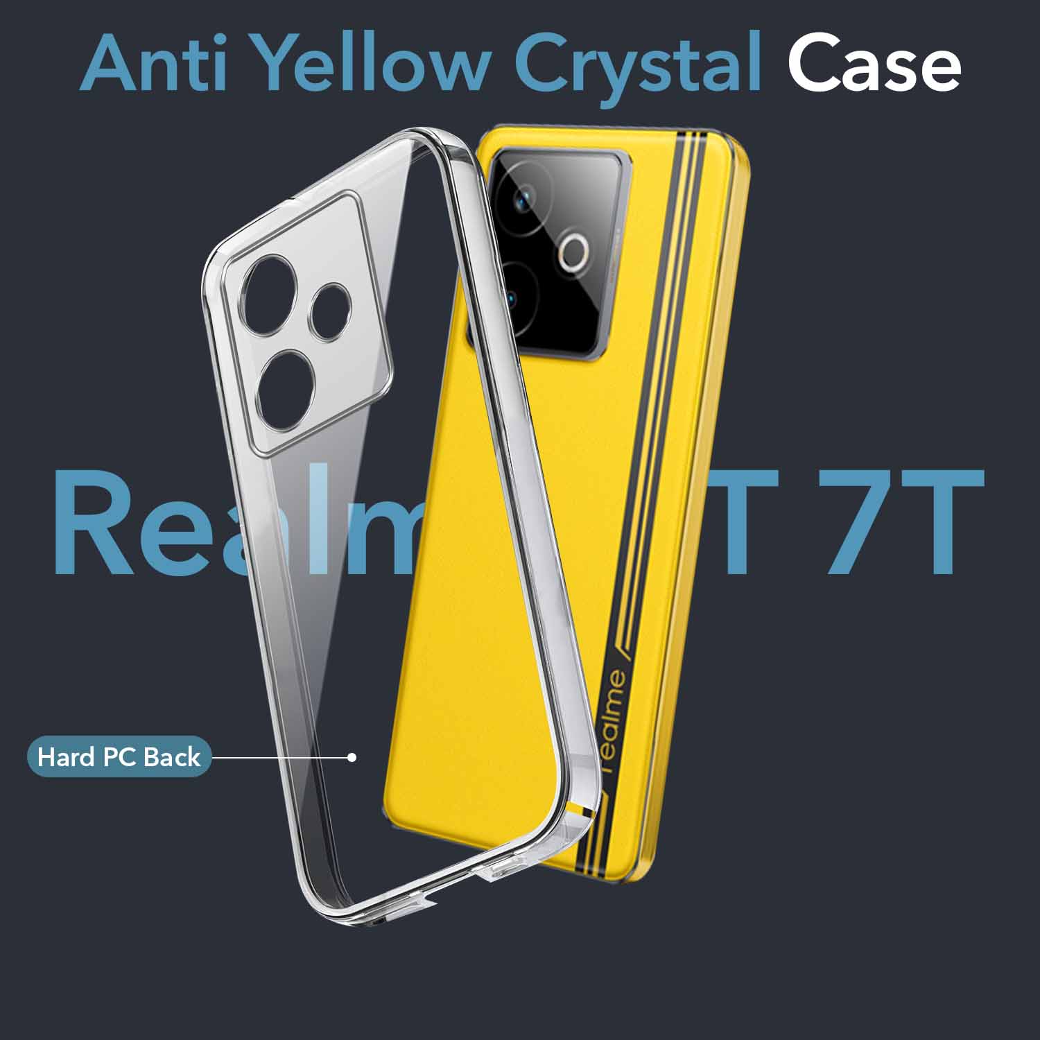 For Realme GT 7T Back Cover Case (Hard Anti Yellow Clear Case | Sleek Hard Crystal Clear | Drop & Camera Protection | Shockproof Polycarbonate)