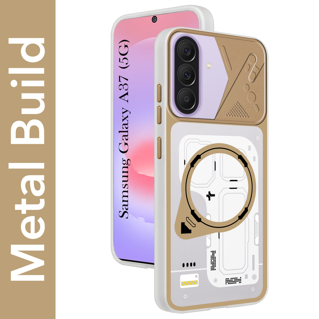 For Samsung Galaxy A37 5G Metallic Back Cover Case (Metallic Camera Protection & Buttons | Translucent Milky Shade | Hard Polycarbonate)