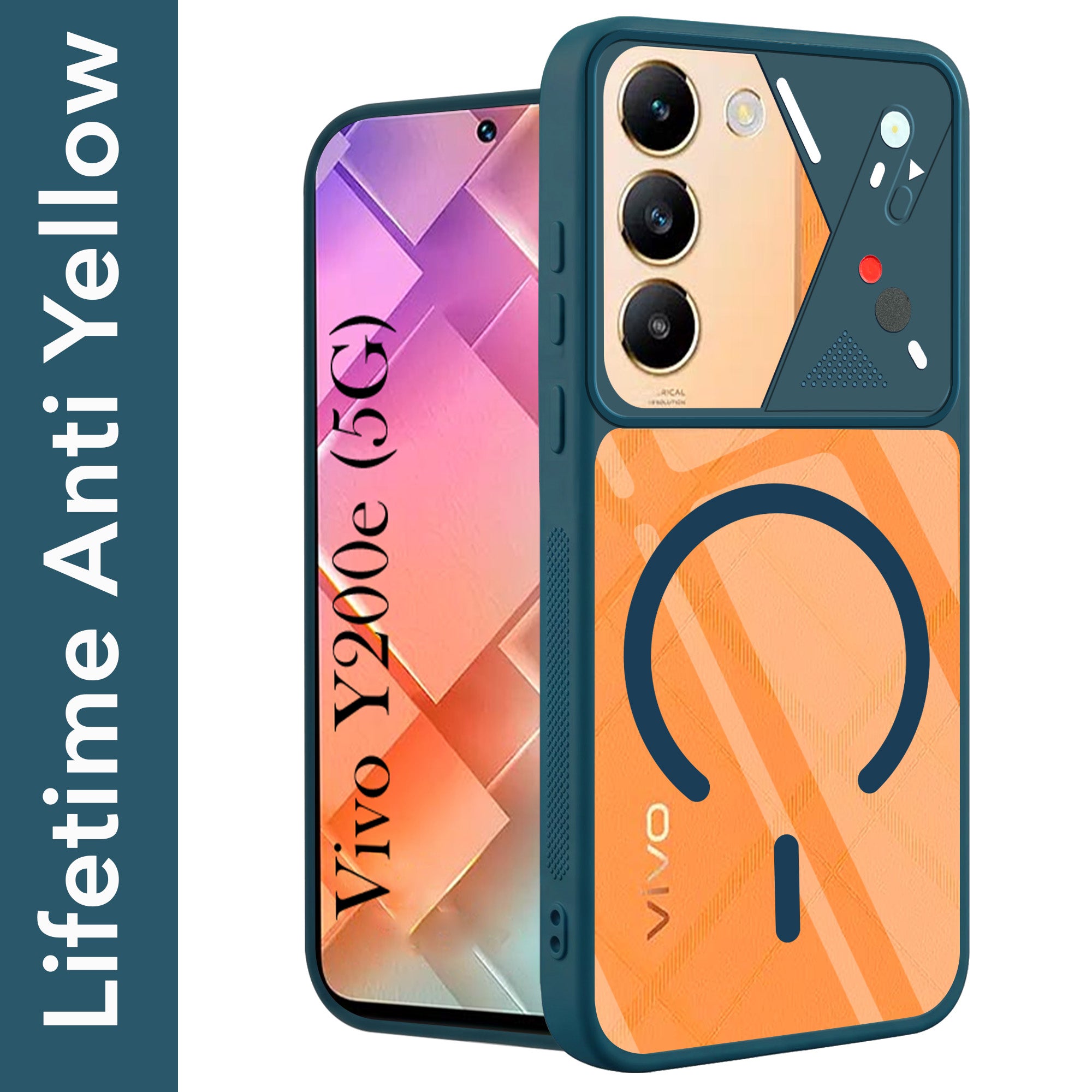 For Vivo Y200e Back Cover Case Lifetime Anti-Yellow Clear (Camera Protection | Side Grip | Wireless MagSafe Compatible)