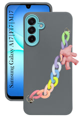 For Samsung Galaxy A17 5G | Samsung Galaxy F17 | Samsung Galaxy M17 Back Cover Case ( Wrist Hanging Chain | Teddy Bracelet Charms | Dual Color Matte Finish | Full Camera Protection | Sleek and Professional)