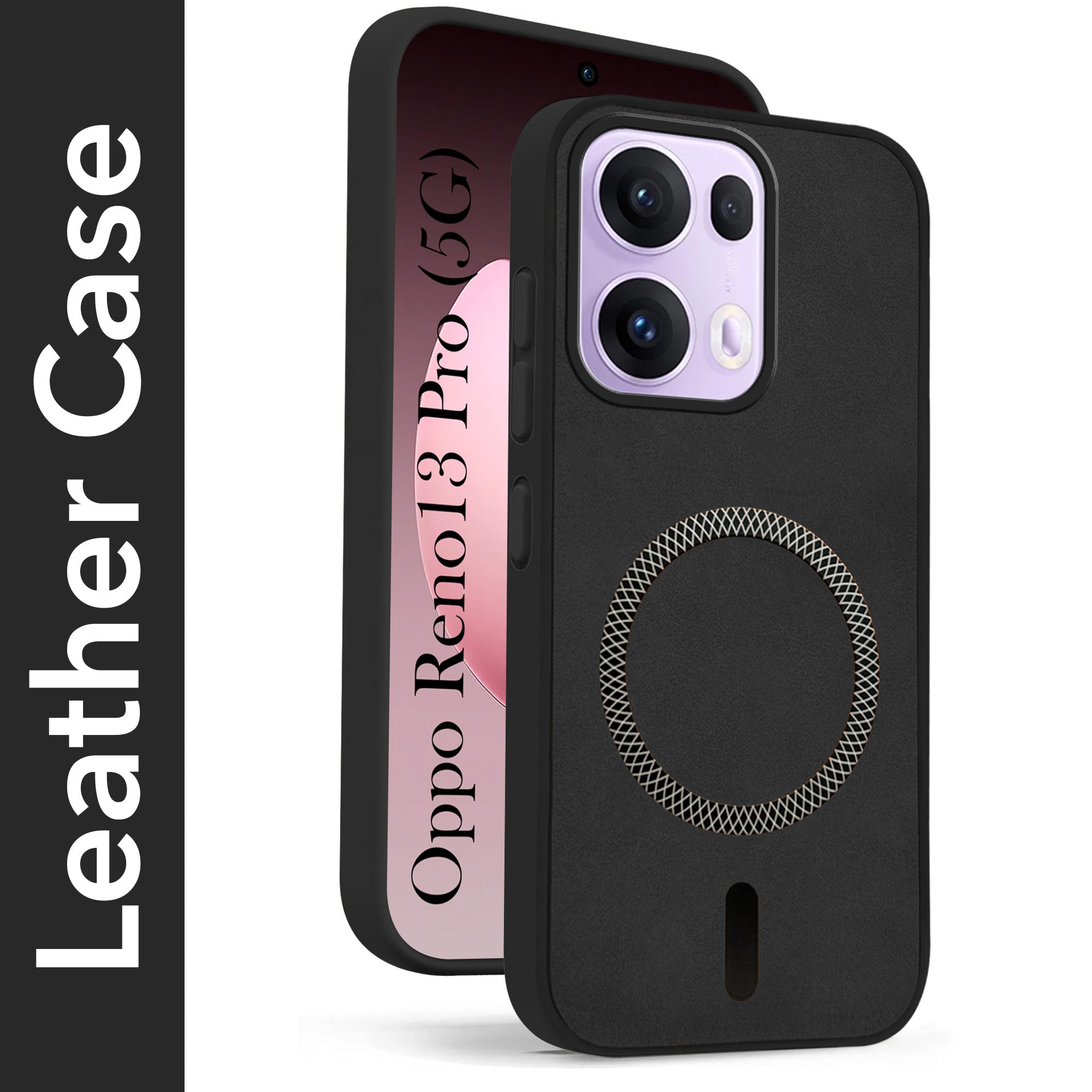 For Oppo Reno13 Pro | Oppo Reno 13 Pro Back Cover Case Leather Finish (MagSafe Compatible Wireless Charging | Soft Touch | Camera Bump Protection)