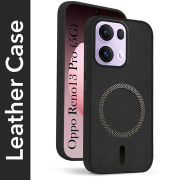 For Oppo Reno13 Pro | Oppo Reno 13 Pro Back Cover Case Leather Finish (MagSafe Compatible Wireless Charging | Soft Touch | Camera Bump Protection)