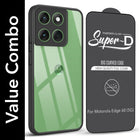 For Motorola Moto Edge 60 Combo with Back Cover and 9H Tempered Glass (Lifetime Anti-Yellow | Crystal Clear Shockproof | Oleophobic Coating Screen Glass)