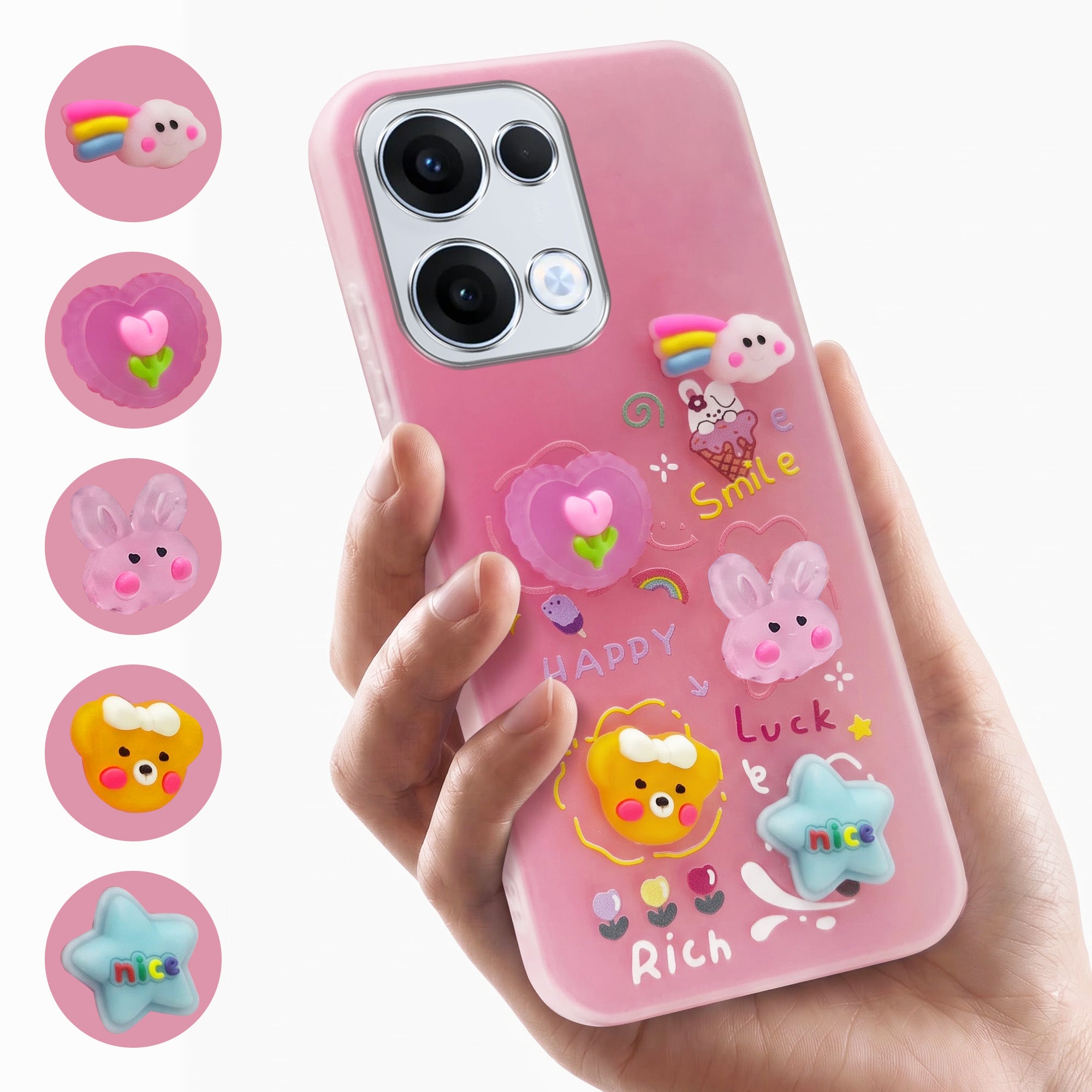 For Oppo Reno13 5G | Oppo Reno 13 5G Back Cover Case (3D Cute Cartoons | Hard Back Side Soft | Matte Premium Finish | HD Printing)
