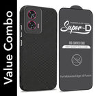 For Motorola Moto Edge 50 Fusion Combo with Back Cover and 9H Tempered Glass (Liquid Silicone | Camera Protection | Oleophobic Coating Screen Glass)