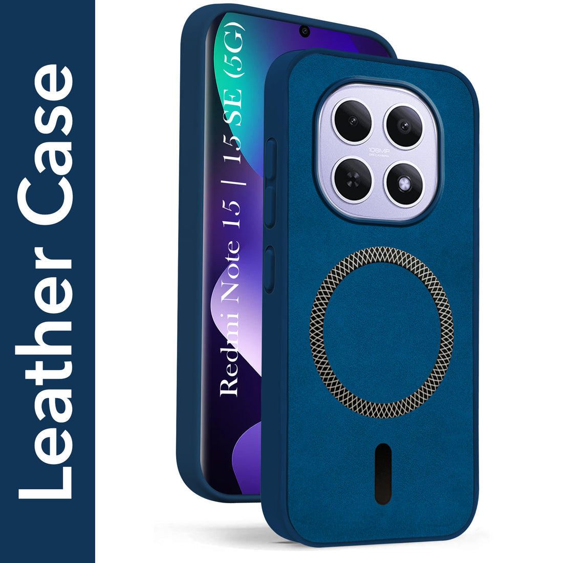 For Xiaomi Redmi Note 15 5G | Redmi Note 15 SE 5G Back Cover Case Leather Finish (MagSafe Compatible Wireless Charging | Soft Touch | Camera Bump Protection)
