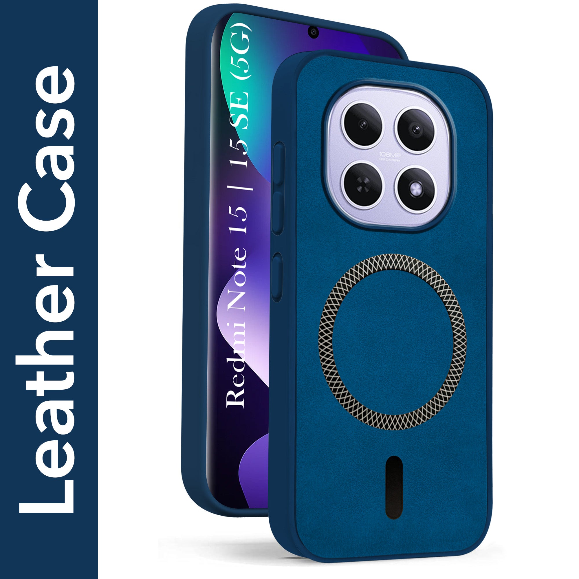 For Xiaomi Redmi Note 15 5G | Redmi Note 15 SE 5G Back Cover Case Leather Finish (MagSafe Compatible Wireless Charging | Soft Touch | Camera Bump Protection)