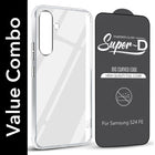 For Samsung Galaxy S24 FE Combo with Back Cover and 9H Tempered Glass (Lifetime Anti-Yellow | Sleek Hard Crystal | Oleophobic Coating Screen Glass)