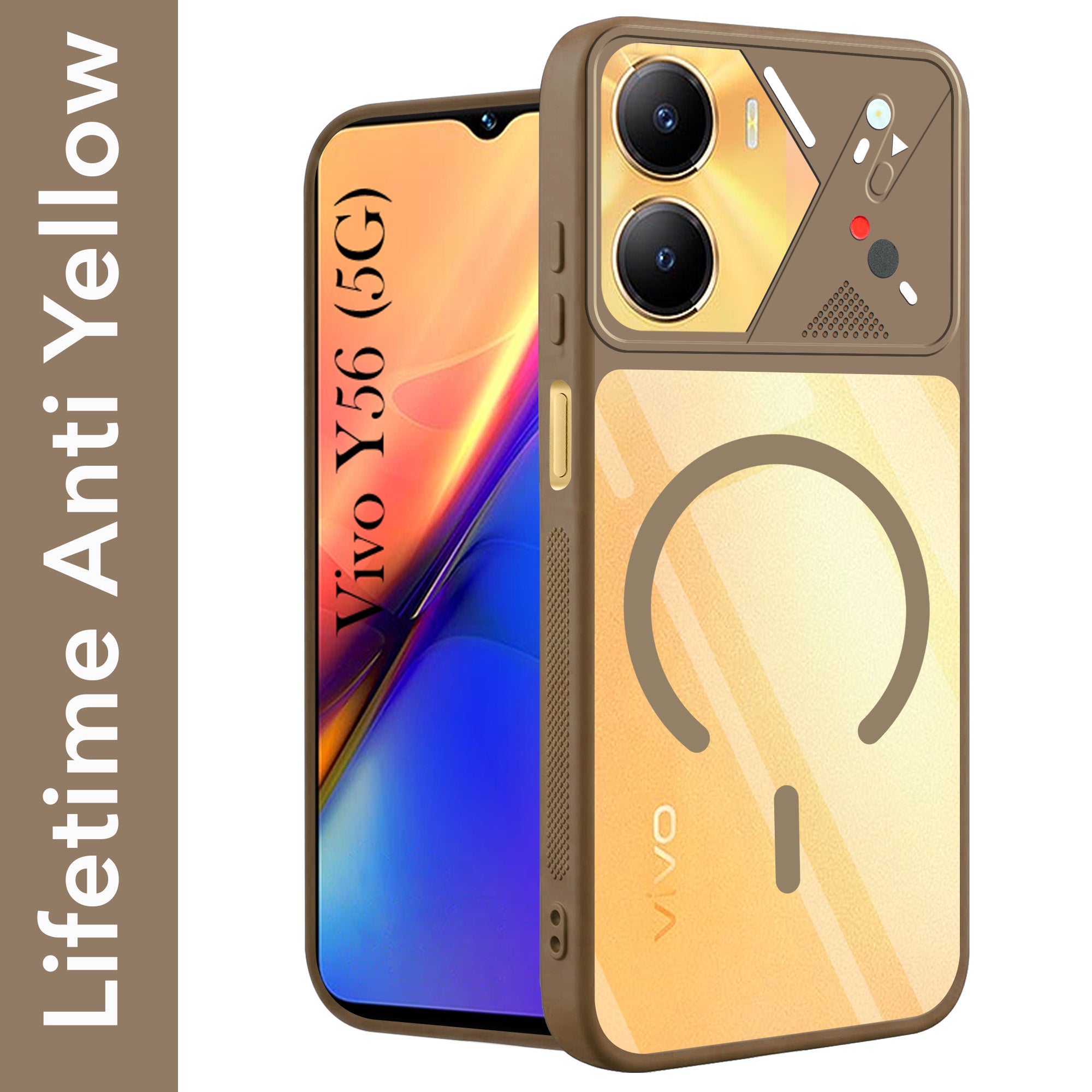 For Vivo Y56 5G Back Cover Case Lifetime Anti-Yellow Clear (Camera Protection | Side Grip | Wireless MagSafe Compatible)
