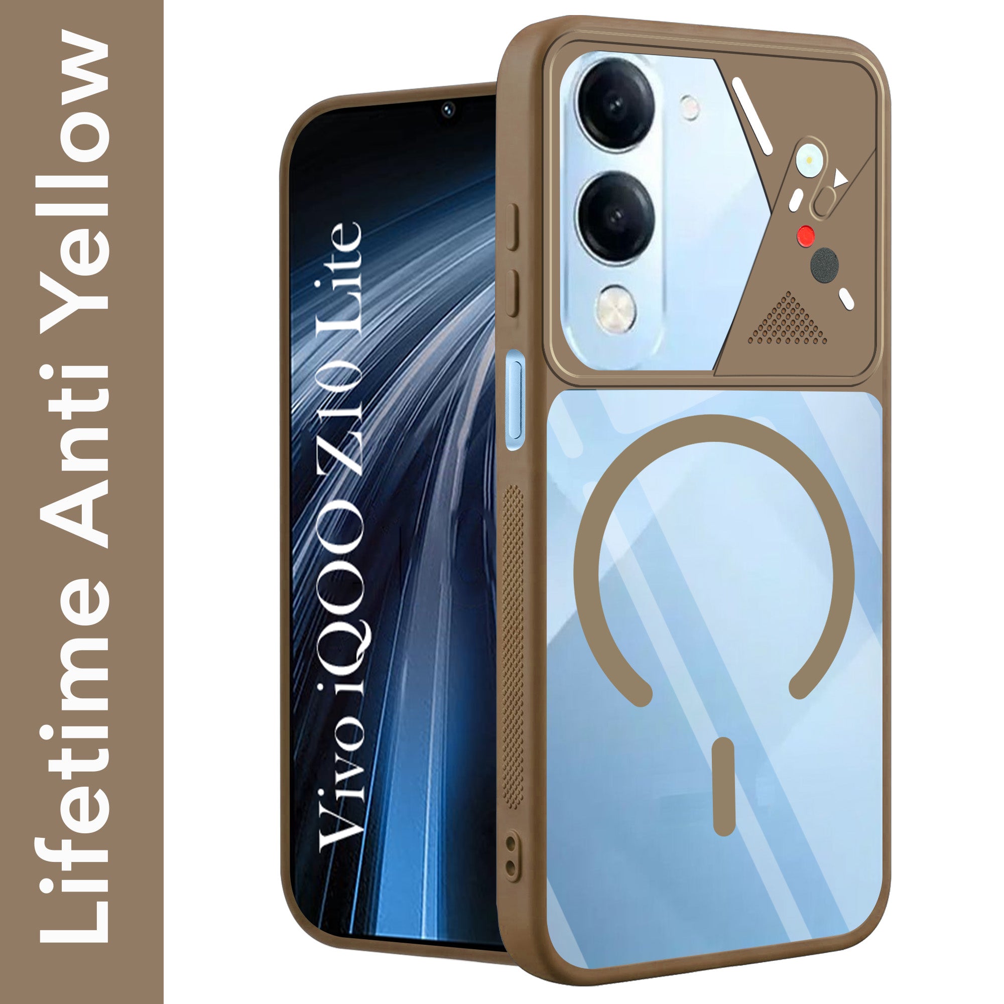 For Vivo iQOO Z10 Lite Back Cover Case Lifetime Anti-Yellow Clear (Camera Protection | Side Grip | Wireless MagSafe Compatible)