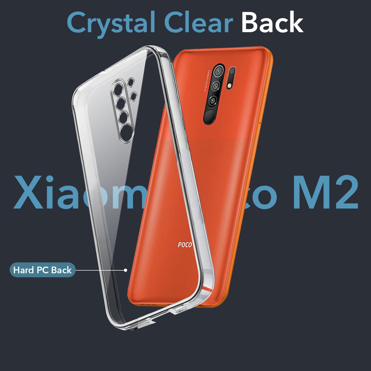 For Poco M2 Back Cover Case (Hard Anti Yellow Clear Case | Drop & Camera Protection | Shockproof Polycarbonate)