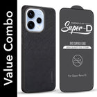 For Oppo Reno15 5G | Oppo Reno 15 5G Combo with Back Cover and 9H Tempered Glass (Textured Grip Design | Micro-Fiber Cloth Inside | Oleophobic Coating Screen Glass)