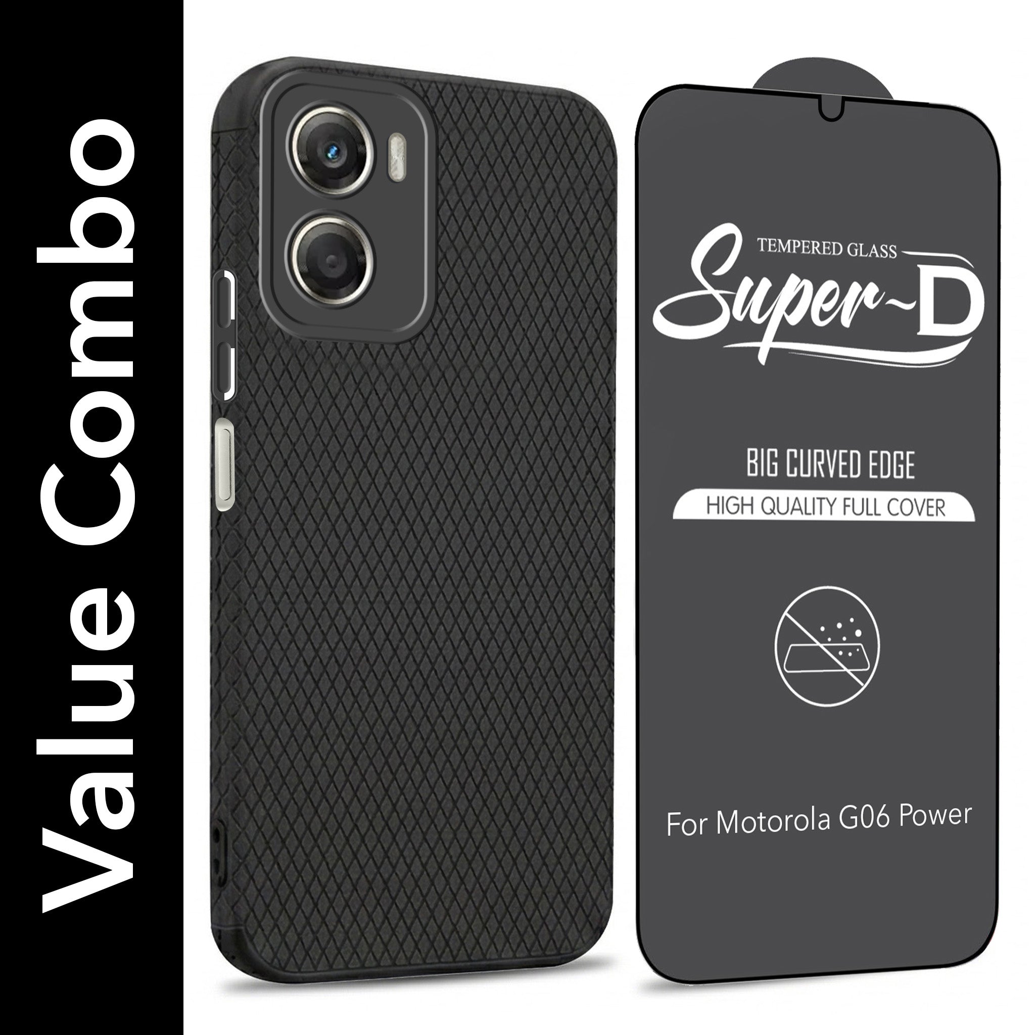 For Motorola Moto G06 Power Combo with Back Cover and 9H Tempered Glass (Liquid Silicone | Camera Protection | Oleophobic Coating Screen Glass)