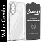 For Oneplus Nord 5 Combo with Back Cover and 9H Tempered Glass (Lifetime Anti-Yellow | Sleek Hard Crystal | Oleophobic Coating Screen Glass)