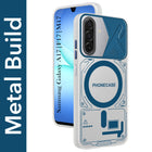 For Samsung Galaxy A17 | Samsung F17 | Samsung M17 5G Metallic Back Cover Case (Metallic Camera Protection & Buttons | Translucent Milky Shade | Hard Polycarbonate)
