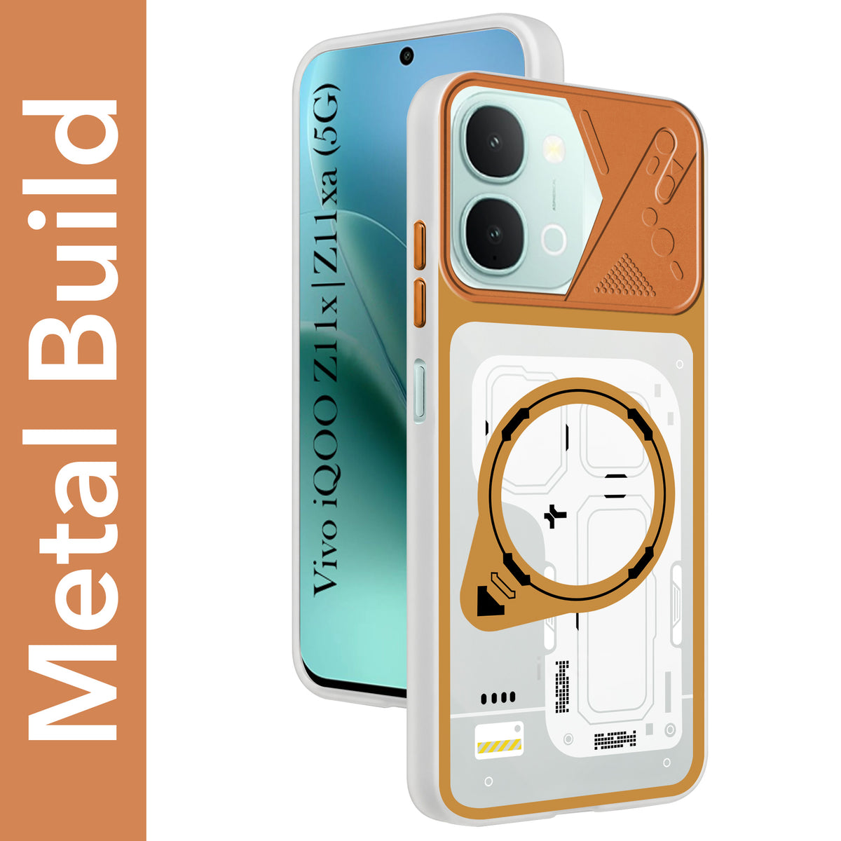 For Vivo iQOO Z11x 5G | Vivo iQOO Z11xa Metallic Back Cover Case (Metallic Camera Protection & Buttons | Translucent Milky Shade | Hard Polycarbonate)