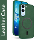 For Vivo iQOO Z10 Lite Back Cover Case Leather Finish (MagSafe Compatible Wireless Charging | Soft Touch | Camera Bump Protection)