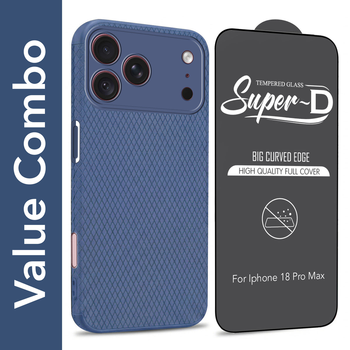 For Apple iPhone 18 Pro Max Combo with Back Cover and 9H Tempered Glass (Liquid Silicone | Camera Protection | Oleophobic Coating Screen Glass)