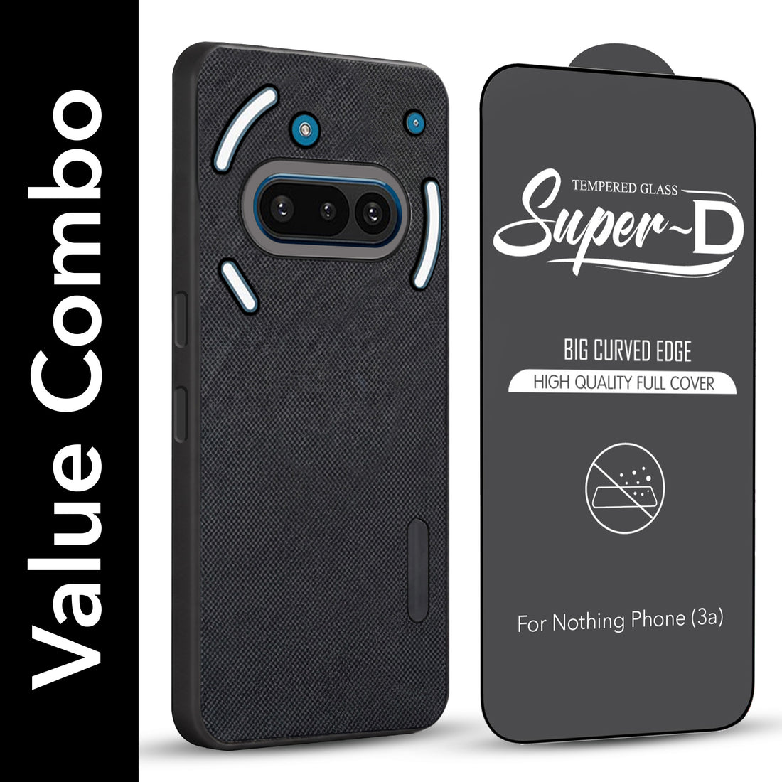 For Nothing Phone 3A Combo (Textured Grip Design | Micro-Fiber Cloth Inside | Oleophobic Coating Screen Glass)