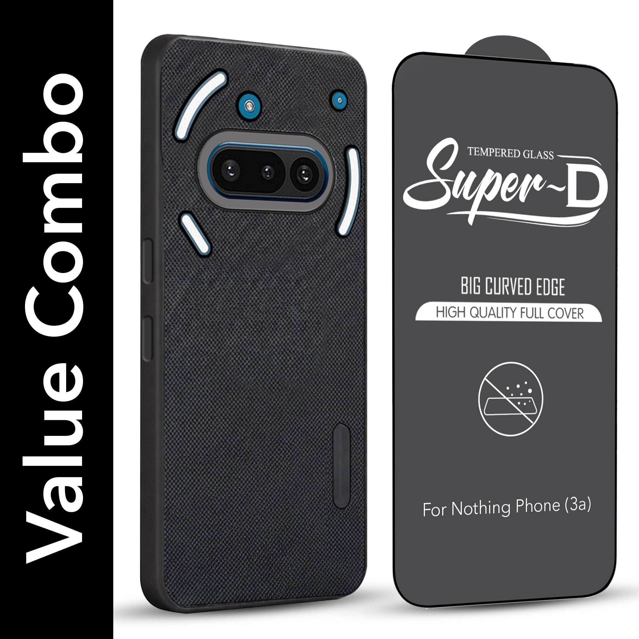 For Nothing Phone 3A Combo (Textured Grip Design | Micro-Fiber Cloth Inside | Oleophobic Coating Screen Glass)