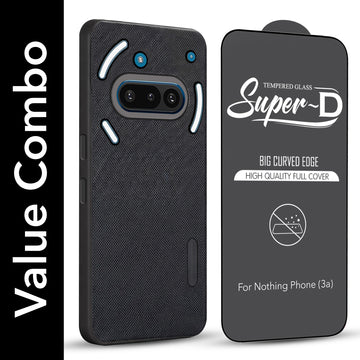 For Nothing Phone 3A Combo (Textured Grip Design | Micro-Fiber Cloth Inside | Oleophobic Coating Screen Glass)