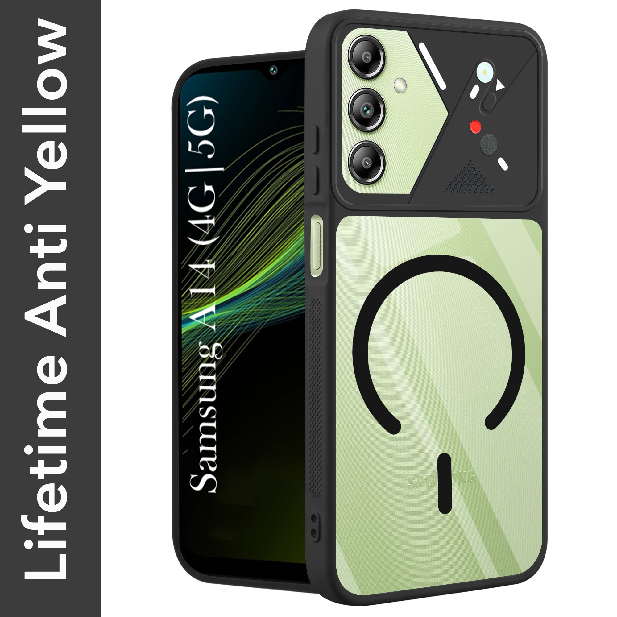 For Samsung Galaxy A14 4G | 5G Back Cover Case Lifetime Anti-Yellow Clear (Camera Protection | Side Grip | Wireless MagSafe Compatible)
