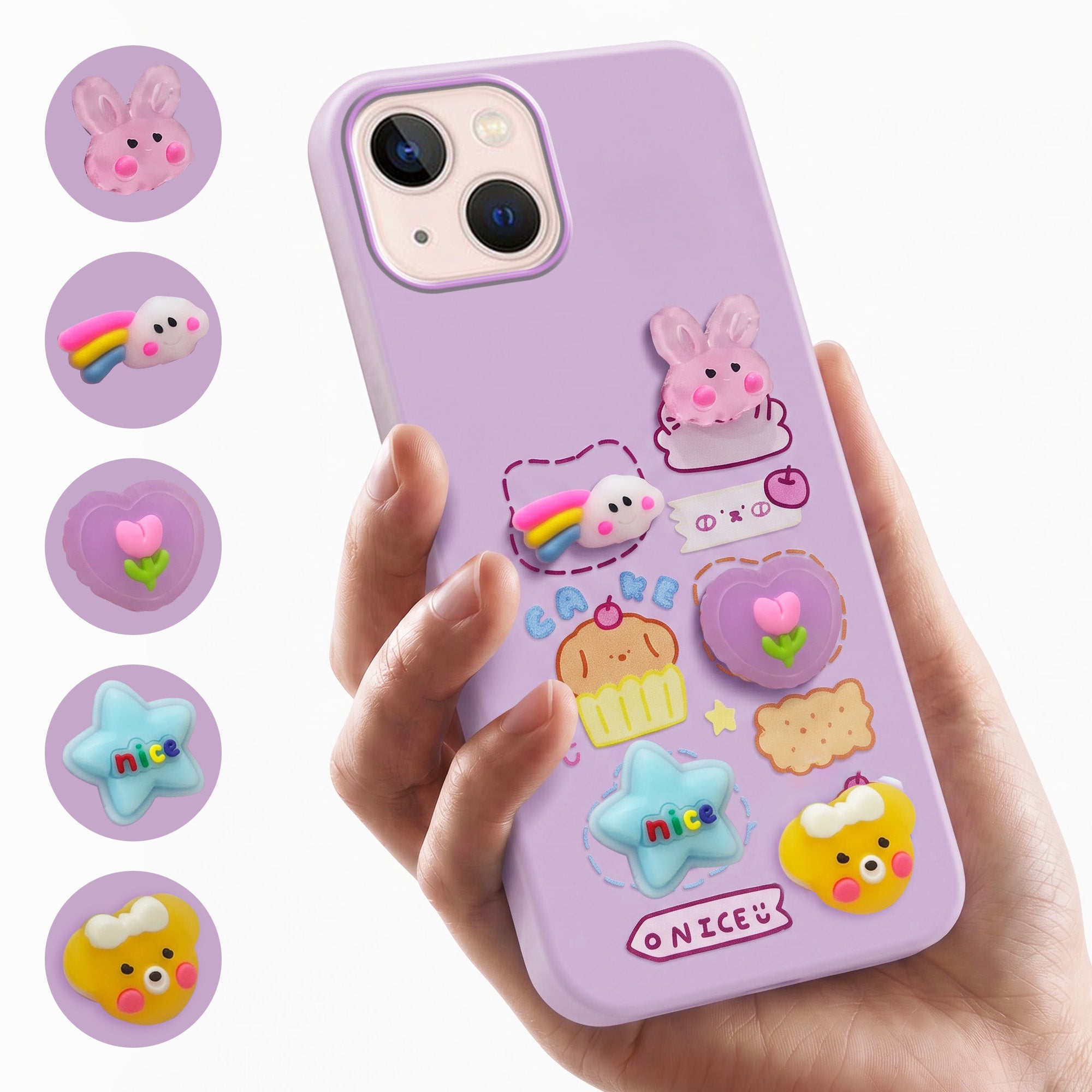 For Apple iPhone 13 Back Cover Case (Cute 3D cartoon charms design | Slim Aesthetic Case for Girls | Camera Protection | Hard Unbreakable)
