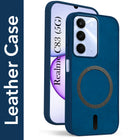 For Realme C83 5G Back Cover Case Leather Finish (MagSafe Compatible Wireless Charging | Soft Touch | Camera Bump Protection)