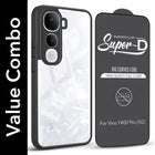 For Vivo Y400 Pro Combo with Back Cover and 9H Tempered Glass (Lifetime Anti-Yellow | Crystal Clear Shockproof | Oleophobic Coating Screen Glass)