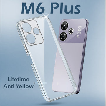 For Poco M6 Plus 5G Back Cover (Hard Anti Yellow Clear Case | Drop & Camera Protection | Shockproof Polycarbonate)