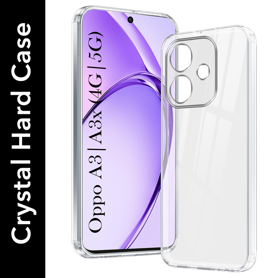 For Oppo A3X (4G/5G) | Oppo A3 5G Back Cover Case (Hybrid Crystal Panel with Side Soft PU | Camera Protection | HD Clear Shockproof)