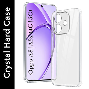 For Oppo A3X (4G/5G) | Oppo A3 5G Back Cover Case (Hybrid Crystal Panel with Side Soft PU | Camera Protection | HD Clear Shockproof)