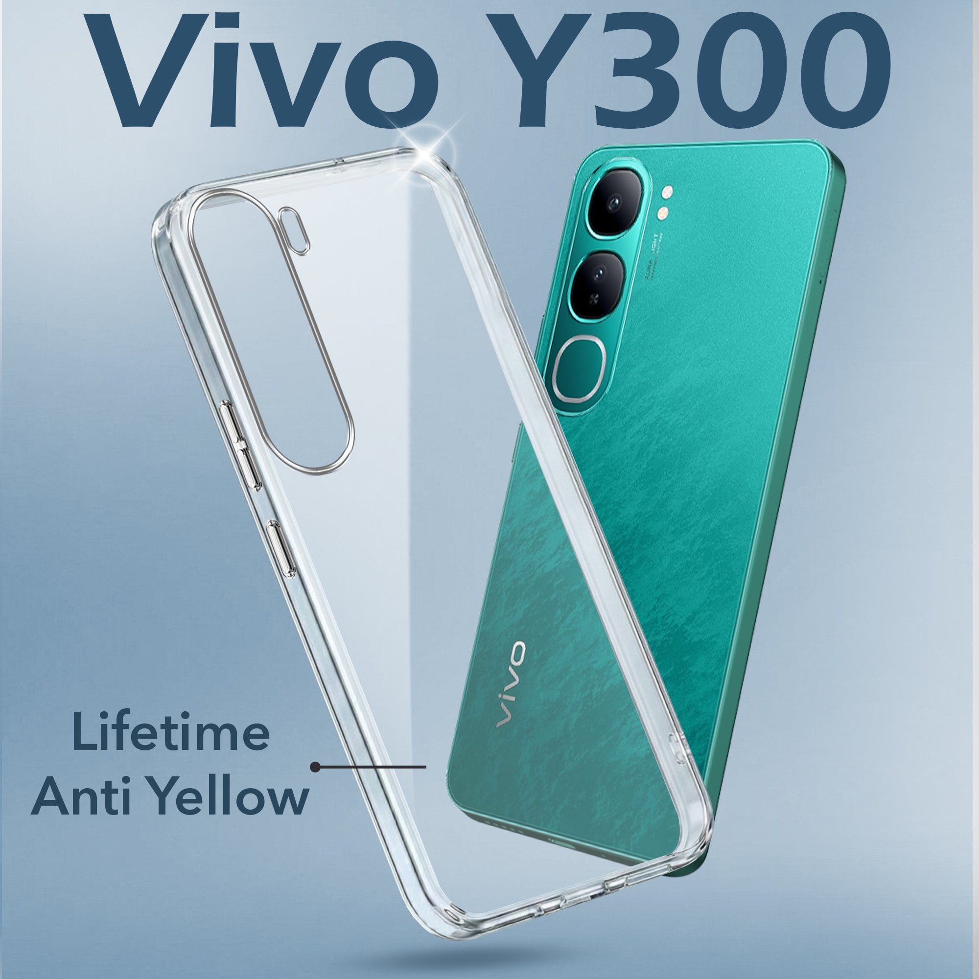 For Vivo Y300 Back Cover Case (Hard Anti Yellow Clear Case | Sleek Hard Crystal Clear | Drop & Camera Protection | Shockproof Polycarbonate)