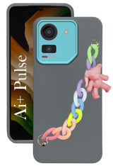 For Ai+ Pulse Back Cover Case ( Wrist Hanging Chain | Teddy Bracelet Charms | Dual Color Matte Finish | Full Camera Protection | Sleek and Professional)