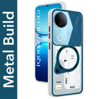 For Vivo iQOO Z10R Metallic Back Cover Case (Metallic Camera Protection & Buttons | Translucent Milky Shade | Hard Polycarbonate)
