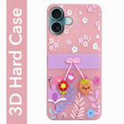 For Apple iPhone 16 Back Cover Case (3D Cute Cartoons | Hard Back Side Soft | Matte Premium Finish | HD Printing)