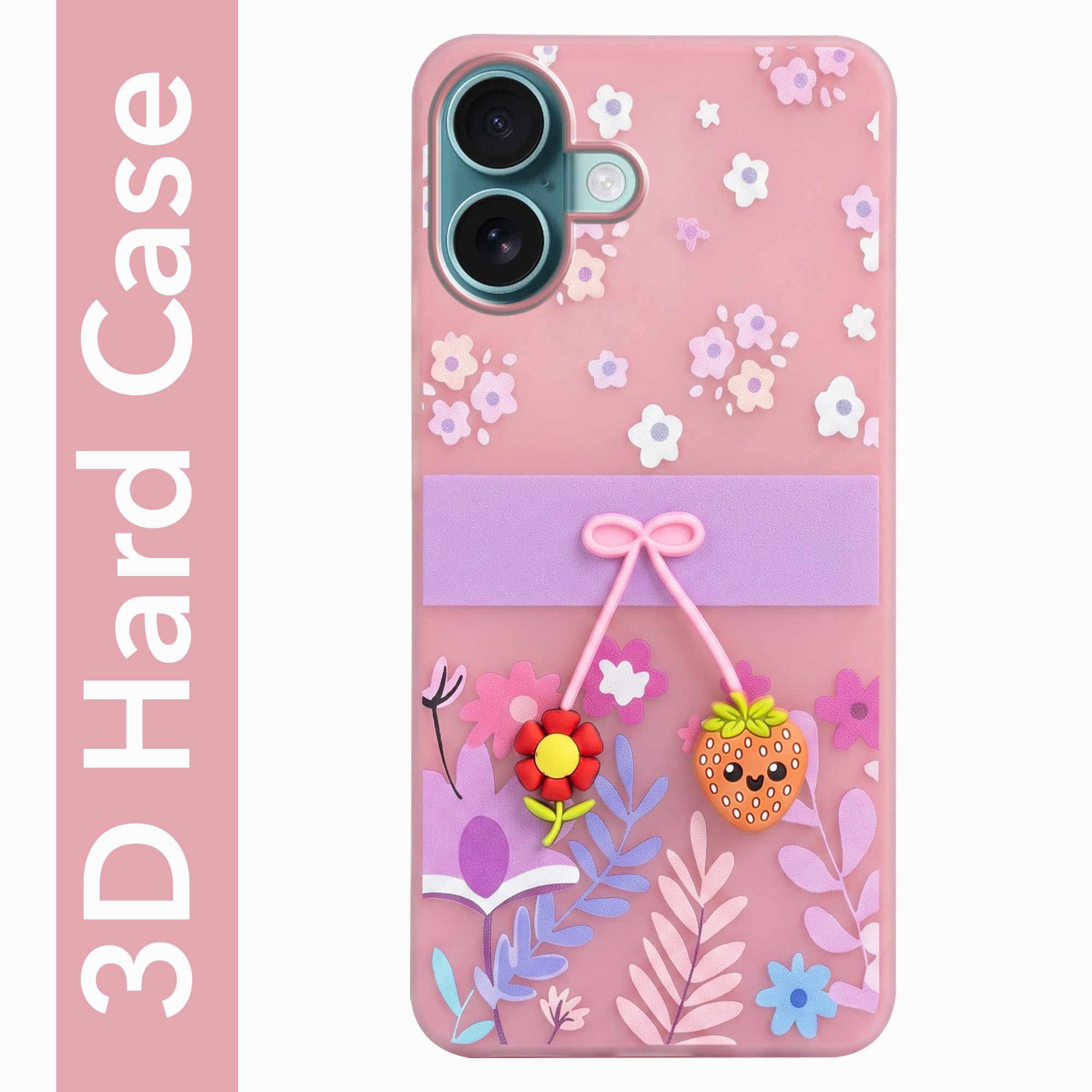 For Apple iPhone 16 Back Cover Case (3D Cute Cartoons | Hard Back Side Soft | Matte Premium Finish | HD Printing)