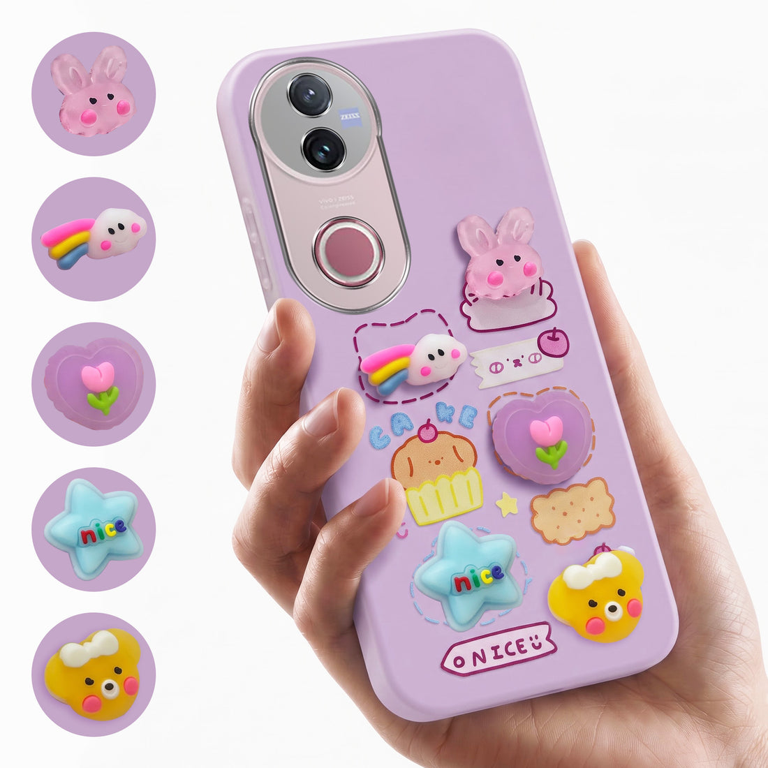 For Vivo V50 | Vivo V50e Back Cover Case (Cute 3D cartoon charms design | Slim Aesthetic Case for Girls | Camera Protection | Hard Unbreakable)