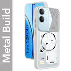 For Vivo Y29 Metallic Back Cover Case (Metallic Camera Protection & Buttons | Translucent Milky Shade | Hard Polycarbonate)