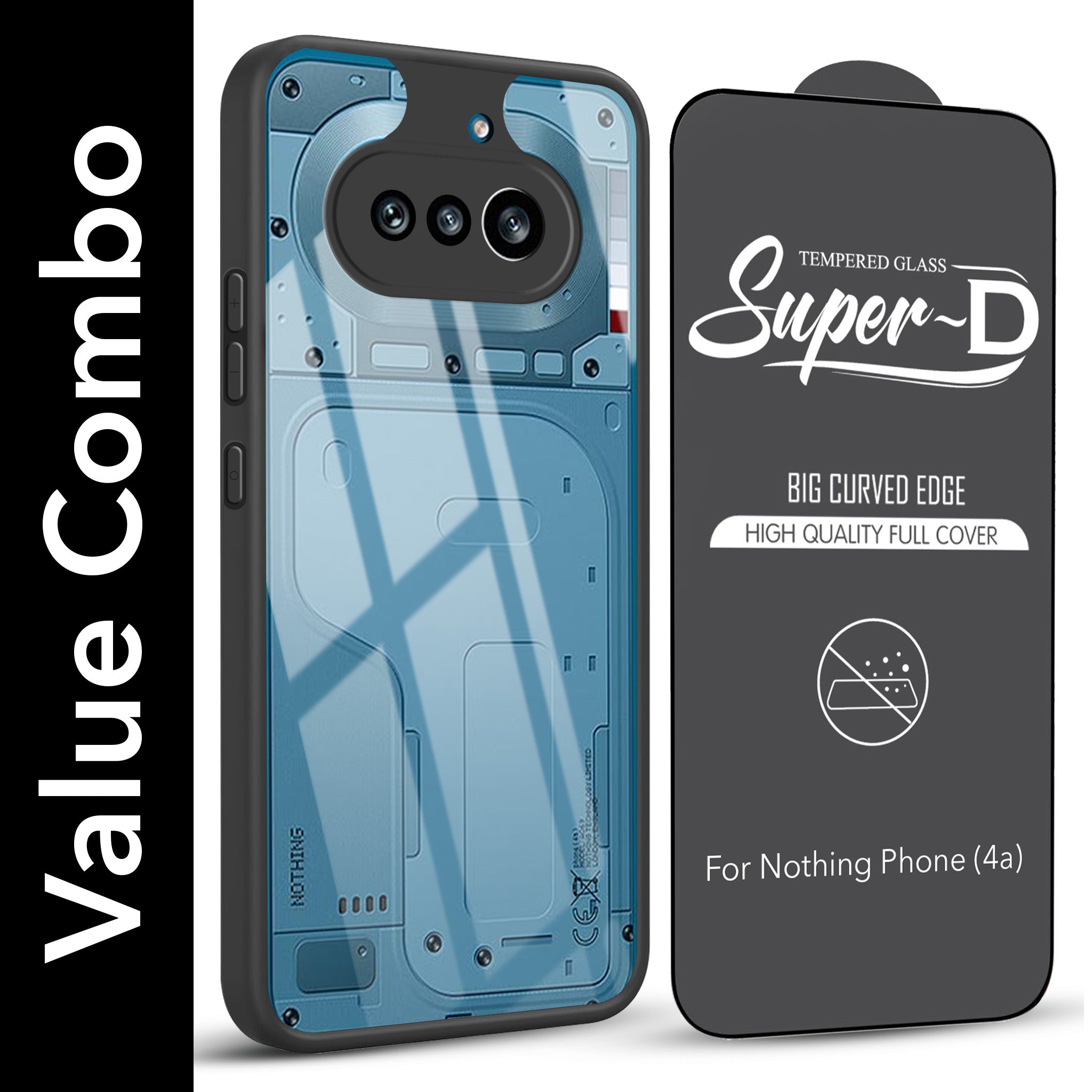 For Nothing Phone 4A 5G Combo with Back Cover and 9H Tempered Glass (Lifetime Anti-Yellow | Crystal Clear Shockproof | Oleophobic Coating Screen Glass)