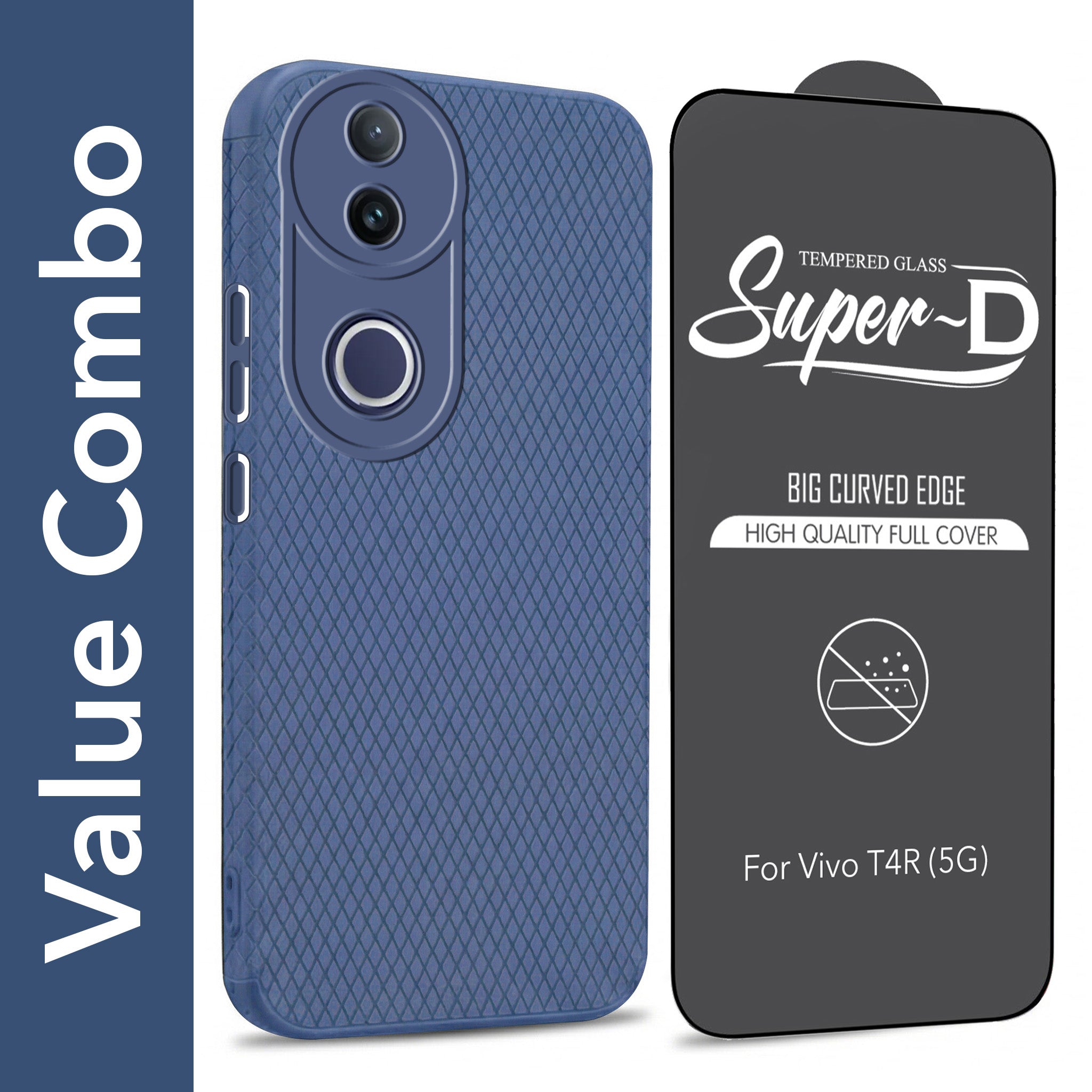 For Vivo T4R Combo with Back Cover and 9H Tempered Glass (Liquid Silicone | Camera Protection | Oleophobic Coating Screen Glass)