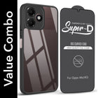 For Oppo A6c 4G Combo with Back Cover and 9H Tempered Glass (Lifetime Anti-Yellow | Crystal Clear Shockproof | Oleophobic Coating Screen Glass)