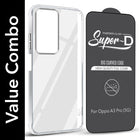 For Oppo A3 Pro 5G Combo with Back Cover and 9H Tempered Glass (Lifetime Anti-Yellow | Sleek Hard Crystal | Oleophobic Coating Screen Glass)