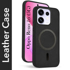 For Oppo Reno 16 Back Cover Case Leather Finish (MagSafe Compatible Wireless Charging | Soft Touch | Camera Bump Protection)