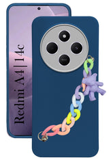 For Xiaomi Redmi A4 5G | Xiaomi Redmi 14C Back Cover Case ( Wrist Hanging Chain | Teddy Bracelet Charms | Dual Color Matte Finish | Full Camera Protection | Sleek and